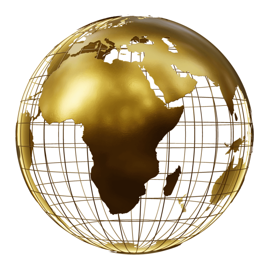 gold globe of world. idaho armored vaults